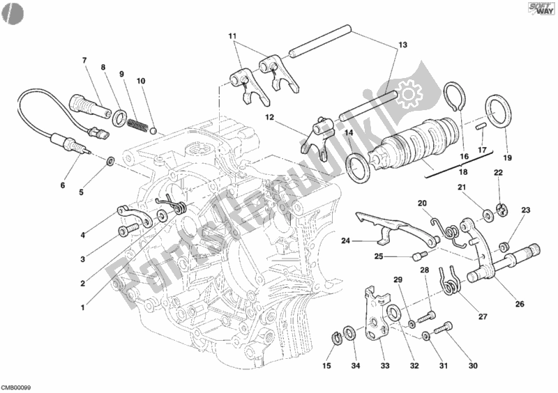 All parts for the Shift Cam - Fork of the Ducati Monster S2R 800 2005